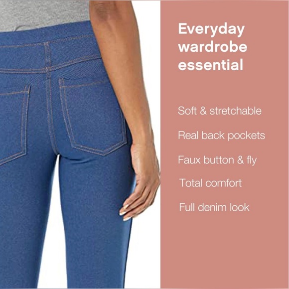 No Nonsense Women's Stretch Denim Leggings with Pockets Large - Picture 3 of 8